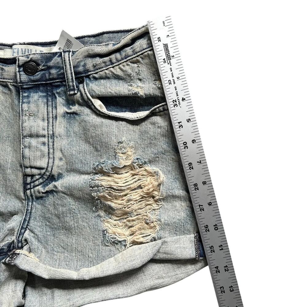 Brandy Melville Shorts Womens 26 Blue Distressed Denim Cut Off Cuffed High Waist - Picture 13 of 15